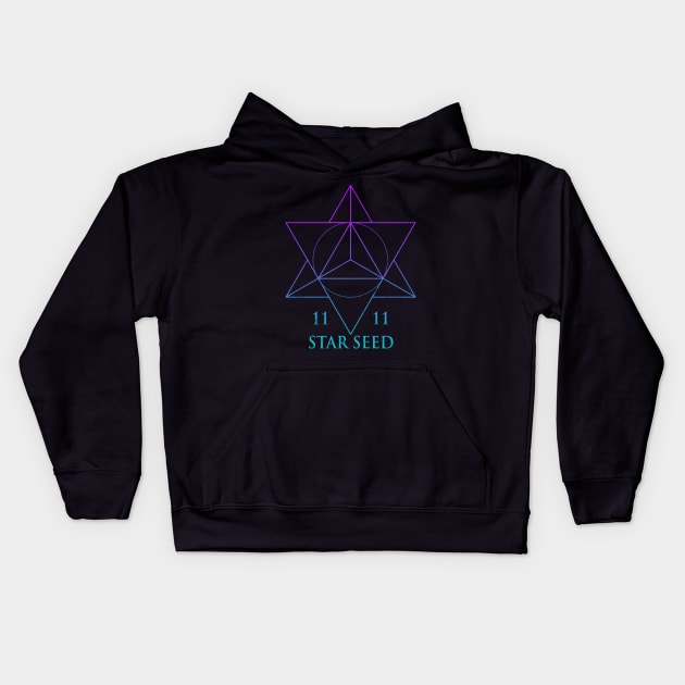 Starseed Tetrahedron Kids Hoodie by LadyMoldavite